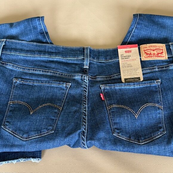 Levi's 311 Shaping Skinny Womens Blue Jeans MidRise Raw Edge Hem 18S/W34/L30-NWT - Picture 3 of 10